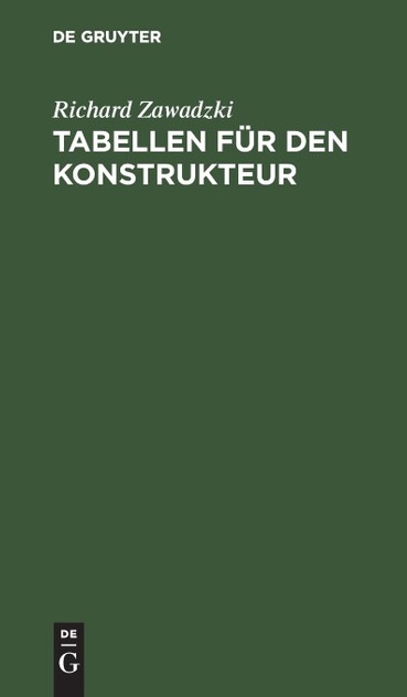 Tabellen für den Konstrukteur Tabellen für den Konstrukteur