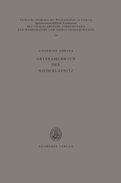 Ortsnamenbuch der Niederlausitz Ortsnamenbuch der Niederlausitz