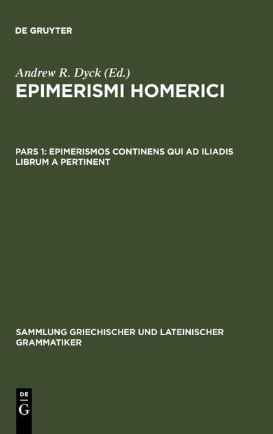 Epimerismos Continens Qui Ad Iliadis Librum a Pertinent Epimerismos Continens Qui Ad Iliadis Librum a Pertinent
