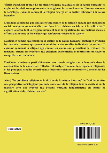 Le problème religieux et la dualité de la nature humaine Le problème religieux et la dualité de la nature humaine