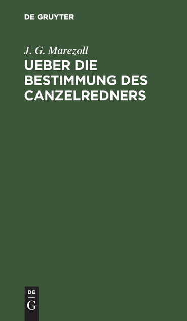 Ueber die Bestimmung des Canzelredners Ueber die Bestimmung des Canzelredners