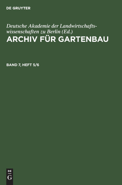 Archiv für Gartenbau Archiv für Gartenbau