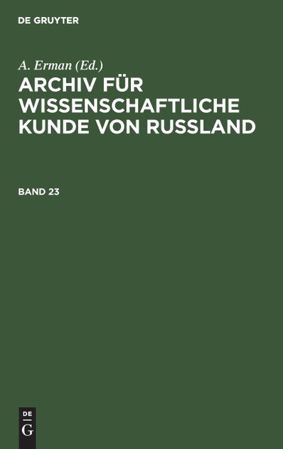 Archiv für wissenschaftliche Kunde von Russland