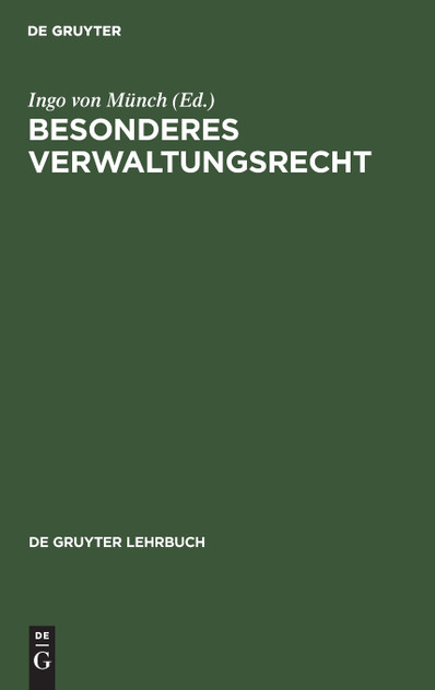 Besonderes Verwaltungsrecht Besonderes Verwaltungsrecht