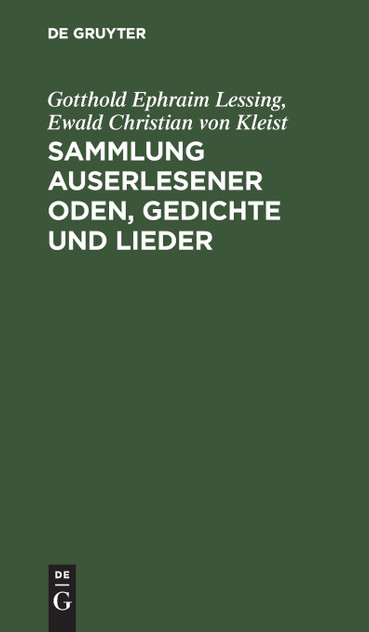 Sammlung auserlesener Oden, Gedichte und Lieder Sammlung auserlesener Oden, Gedichte und Lieder