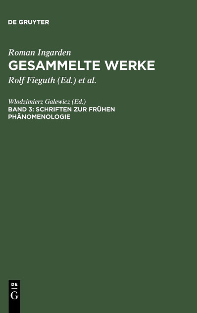 Schriften zur frühen Phänomenologie