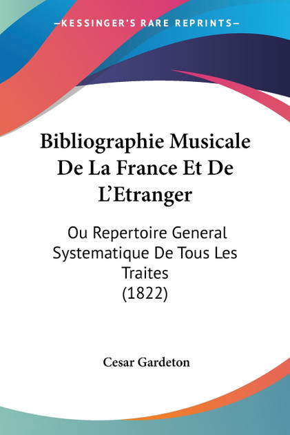 Bibliographie Musicale De La France Et De L'Etranger Bibliographie Musicale De La France Et De L'Etranger