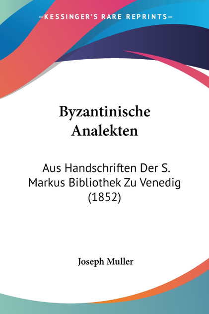 Byzantinische Analekten Byzantinische Analekten