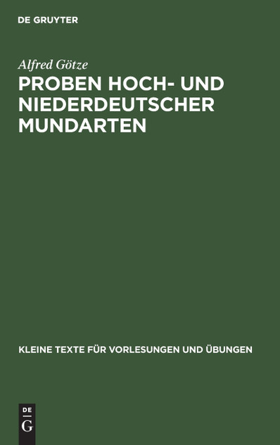 Proben hoch- und niederdeutscher Mundarten Proben hoch- und niederdeutscher Mundarten