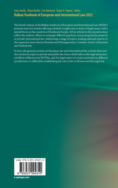Balkan Yearbook of European and International Law 2022 Balkan Yearbook of European and International Law 2022