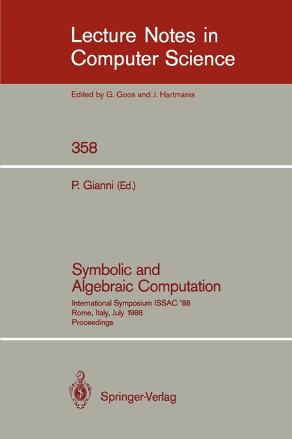 Symbolic and Algebraic Computation Symbolic and Algebraic Computation