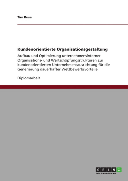 Kundenorientierte Organisationsgestaltung Kundenorientierte Organisationsgestaltung