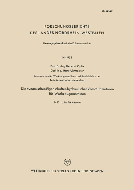 Die dynamischen Eigenschaften hydraulischer Vorschubmotoren für Werkzeugmaschinen