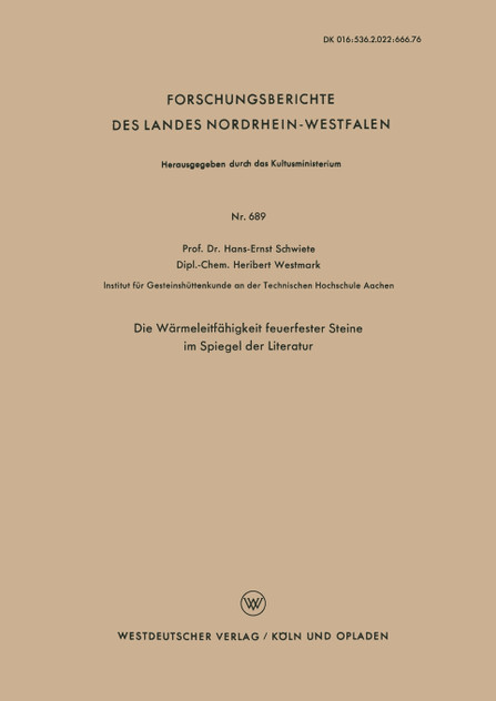 Die Warmeleitfahigkeit Feuerfester Steine Im Spiegel Der Literatur Die Warmeleitfahigkeit Feuerfester Steine Im Spiegel Der Literatur