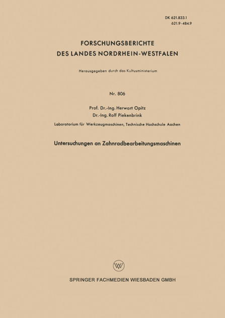 Untersuchungen an Zahnradbearbeitungsmaschinen