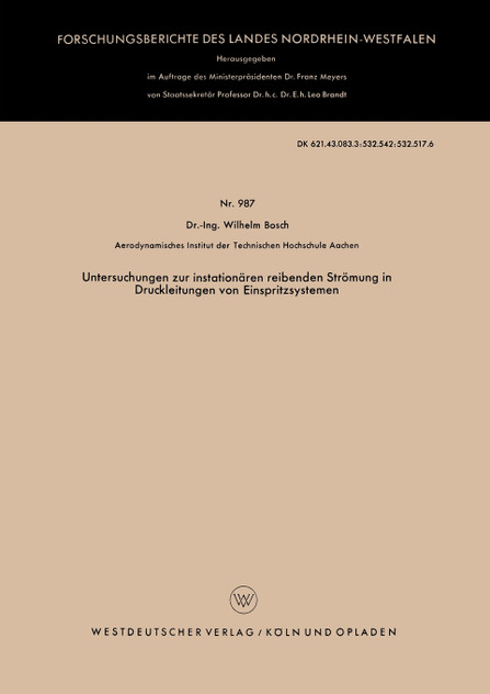 Untersuchungen zur instationären reibenden Strömung in Druckleitungen von Einspritzsystemen