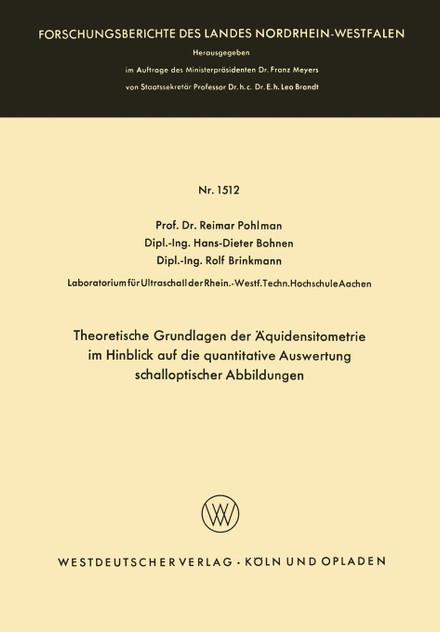 Theoretische Grundlagen der Äquidensitometrie im Hinblick auf die quantitative Auswertung schalloptischer Abbildungen