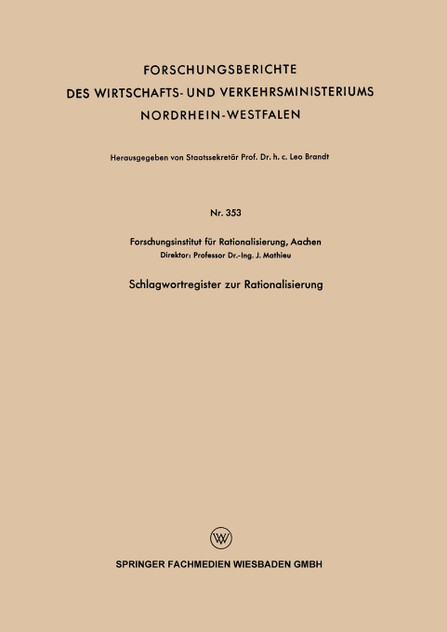 Schlagwortregister Zur Rationalisierung Schlagwortregister Zur Rationalisierung