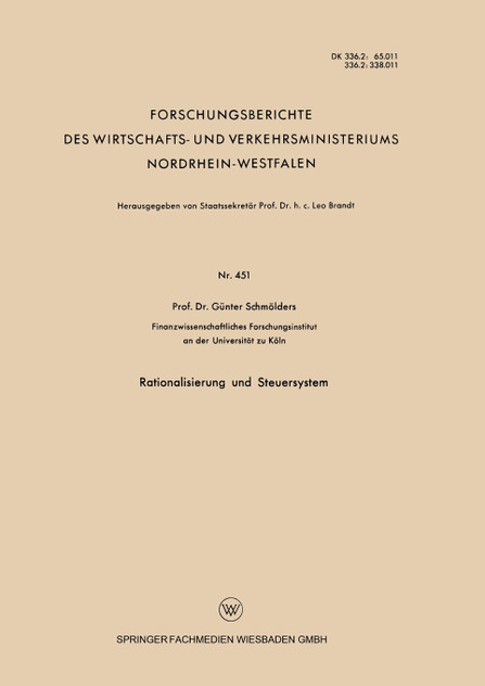 Rationalisierung und Steuersystem Rationalisierung und Steuersystem