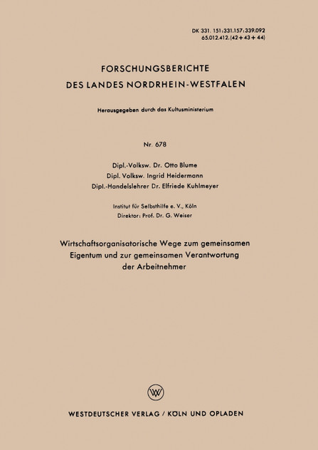 Wirtschaftsorganisatorische Wege Zum Gemeinsamen Eigentum Und Zur Gemeinsamen Verantwortung Der Arbeitnehmer