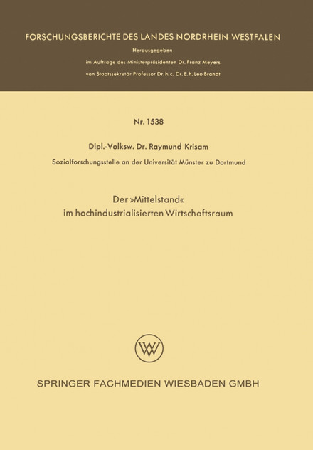 Der Mittelstand Im Hochindustrialisierten Wirtschaftsraum
