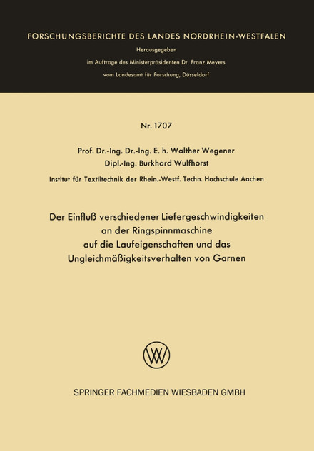 Der Einfluß verschiedener Liefergeschwindigkeiten an der Ringspinnmaschine auf die Laufeigenschaften und das Ungleichmäßigkeitsverhalten von Garnen Der Einfluß verschiedener Liefergeschwindigkeiten an der Ringspinnmaschine auf die Laufeigenschaften und das Ungleichmäßigkeitsverhalten von Garnen