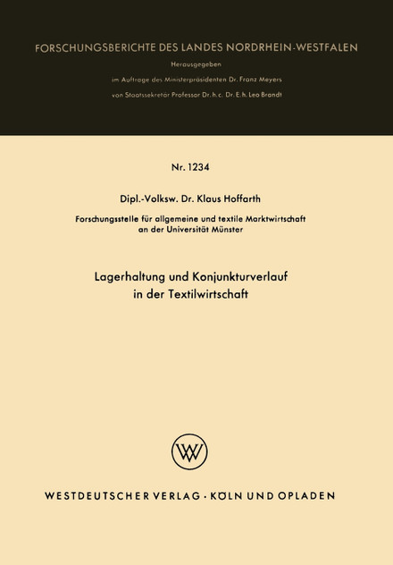 Lagerhaltung und Konjunkturverlauf in der Textilwirtschaft