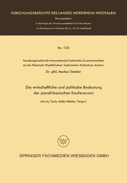 Die Wirtschaftliche Und Politische Bedeutung Der Panafrikanischen Konferenzen Die Wirtschaftliche Und Politische Bedeutung Der Panafrikanischen Konferenzen