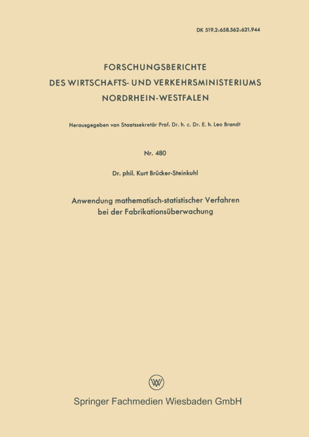 Anwendung Mathematisch-Statistischer Verfahren Bei Der Fabrikationsuberwachung