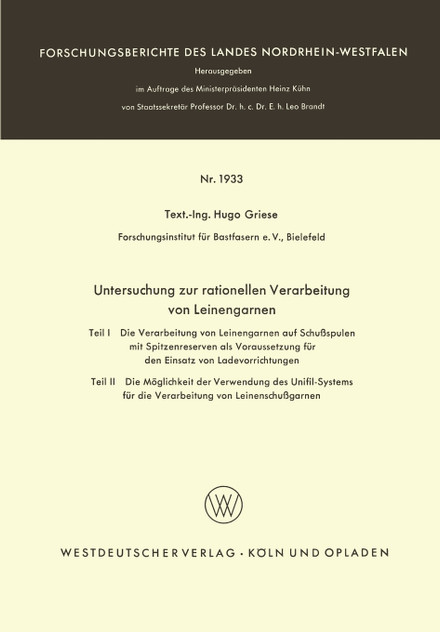 Untersuchung zur rationellen Verarbeitung von Leinengarnen Untersuchung zur rationellen Verarbeitung von Leinengarnen