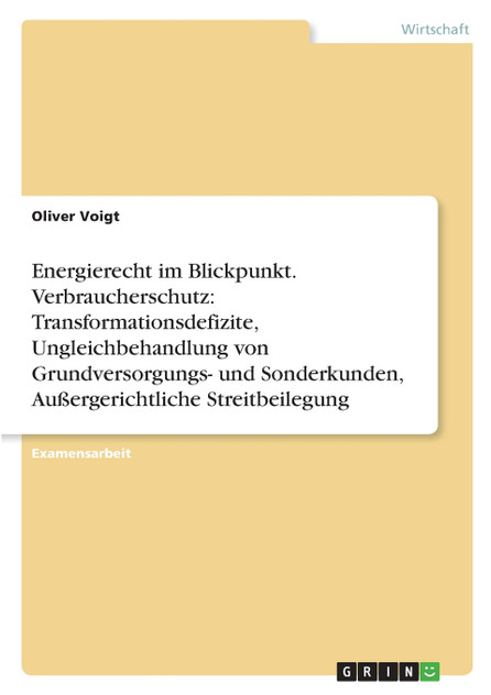 Energierecht im Blickpunkt. Verbraucherschutz