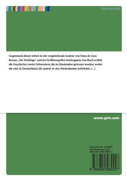 Tessa de Loo "Die Zwillinge" - Ein Buch-Film-Vergleich Tessa de Loo "Die Zwillinge" - Ein Buch-Film-Vergleich