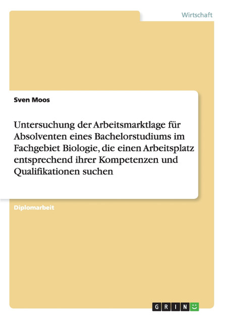 Untersuchung der Arbeitsmarktlage für Absolventen eines Bachelorstudiums im Fachgebiet Biologie, die einen Arbeitsplatz entsprechend ihrer Kompetenzen und Qualifikationen suchen Untersuchung der Arbeitsmarktlage für Absolventen eines Bachelorstudiums im Fachgebiet Biologie, die einen Arbeitsplatz entsprechend ihrer Kompetenzen und Qualifikationen suchen