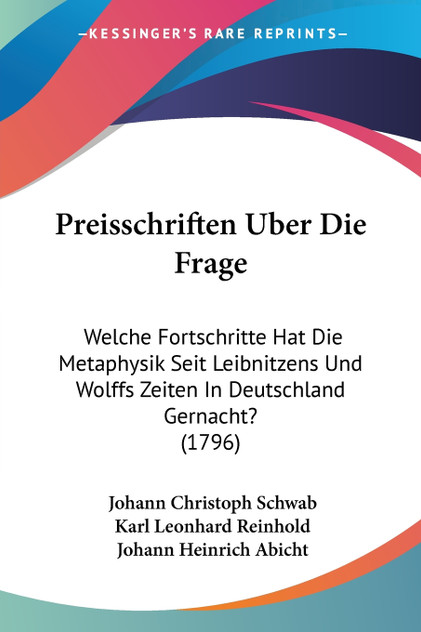 Preisschriften Uber Die Frage Preisschriften Uber Die Frage