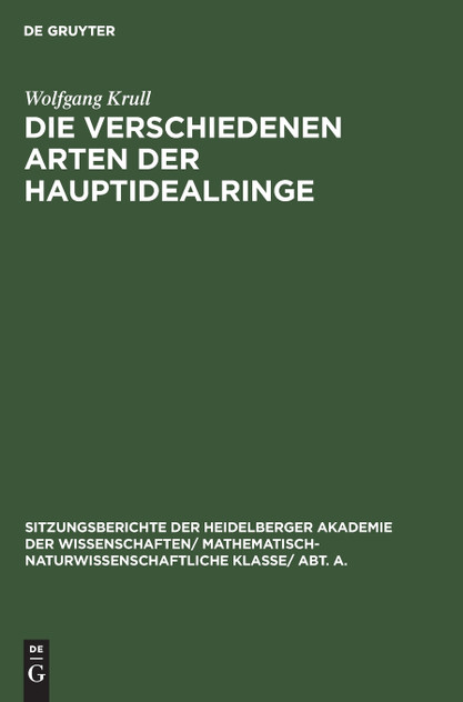 Die verschiedenen Arten der Hauptidealringe Die verschiedenen Arten der Hauptidealringe