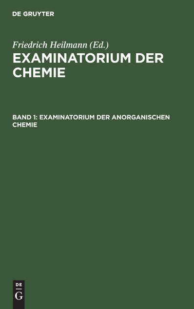 Examinatorium der anorganischen Chemie Examinatorium der anorganischen Chemie