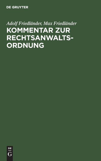 Kommentar zur Rechtsanwaltsordnung
