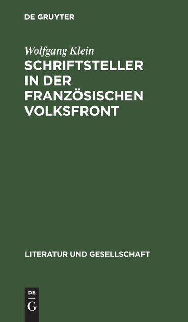 Schriftsteller in der französischen Volksfront
