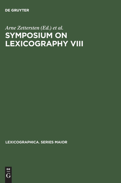 Symposium on Lexicography VIII Symposium on Lexicography VIII
