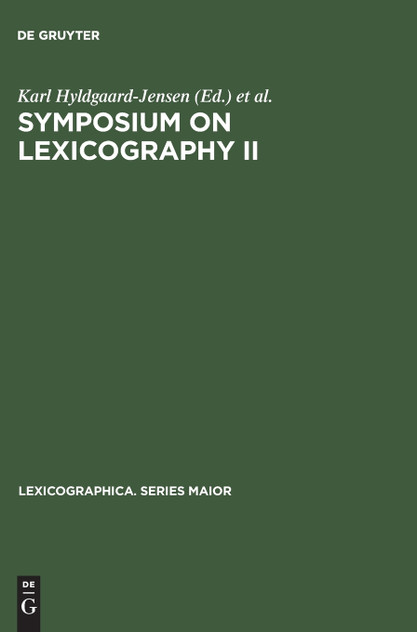 Symposium on Lexicography II Symposium on Lexicography II