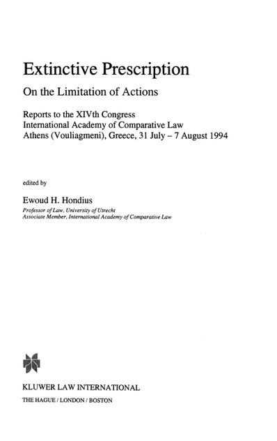 Extinctive Perscription/ On The Limitations Of Actions