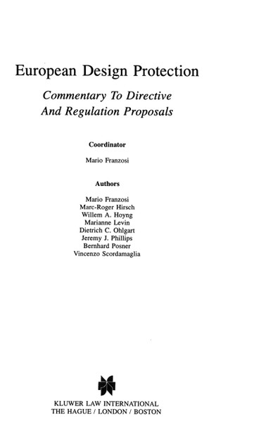 European Design Protection, Commentary to Directive and Regulation