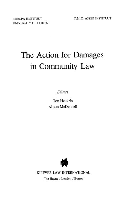 The Action For Damages In Community Law