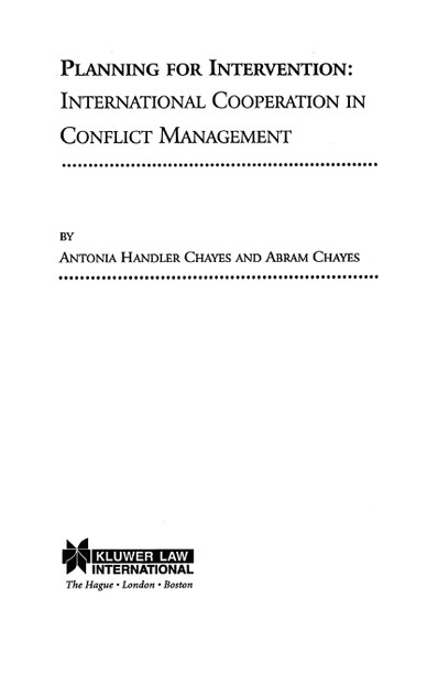 Planning for Intervention, International Cooperation in Conflict Planning for Intervention, International Cooperation in Conflict