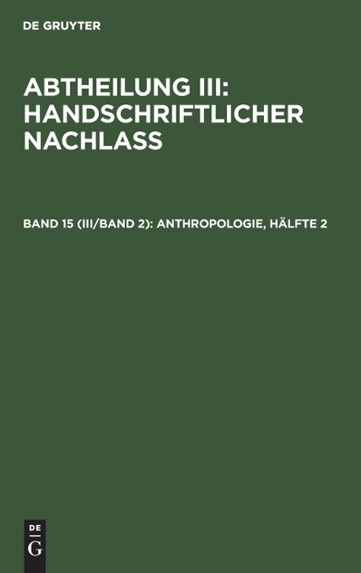 Anthropologie, Hälfte 2 Anthropologie, Hälfte 2