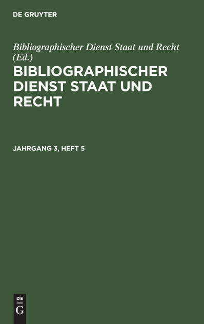 Bibliographischer Dienst Staat und Recht