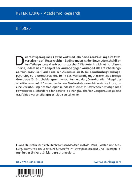 Zu den Entscheidungsnormen bei Aussage gegen Aussage