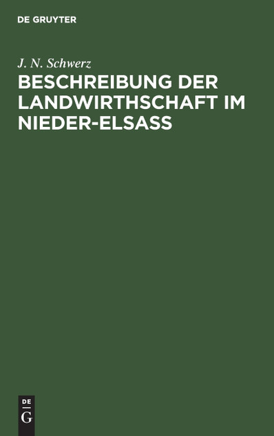 Beschreibung der Landwirthschaft im Nieder-Elsaß