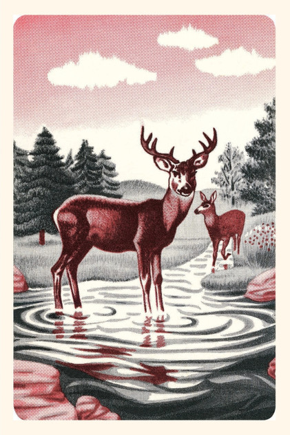 Vintage Journal Deer in Stream