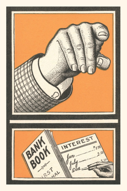 Vintage Journal Pointing Hand, Bank Book Vintage Journal Pointing Hand, Bank Book